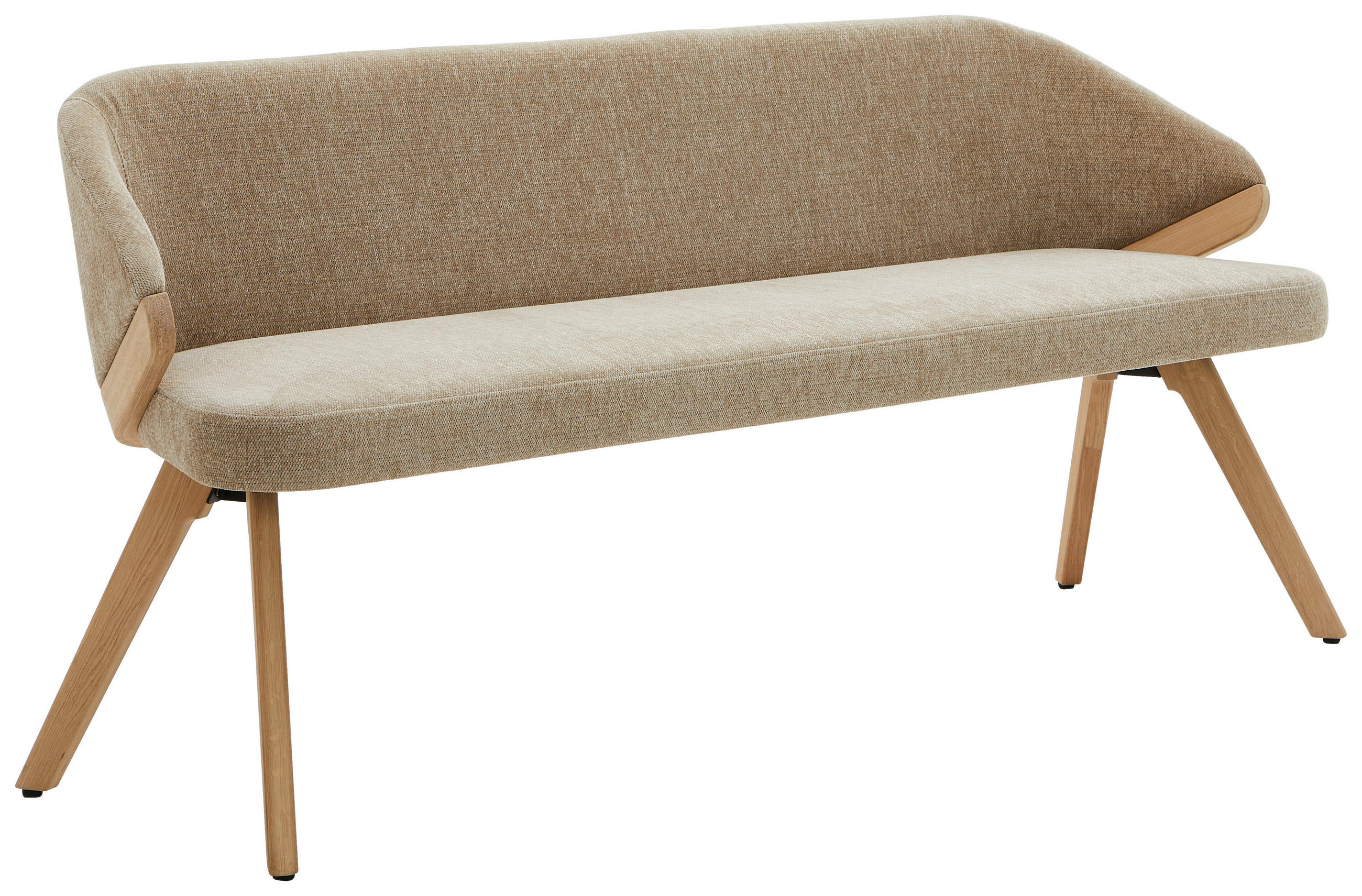 SITZBANK 180/83/59 cm Chenille Beige Eiche vollmassiv  - Eiche Bianco/Beige, KONVENTIONELL, Holz/Textil (180/83/59cm) - Linea Natura