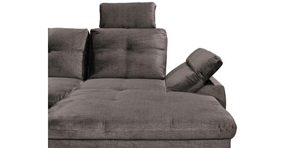 WOHNLANDSCHAFT in Mikrovelours Graubraun  - Graubraun/Schwarz, KONVENTIONELL, Kunststoff/Textil (217/334/127cm) - Carryhome