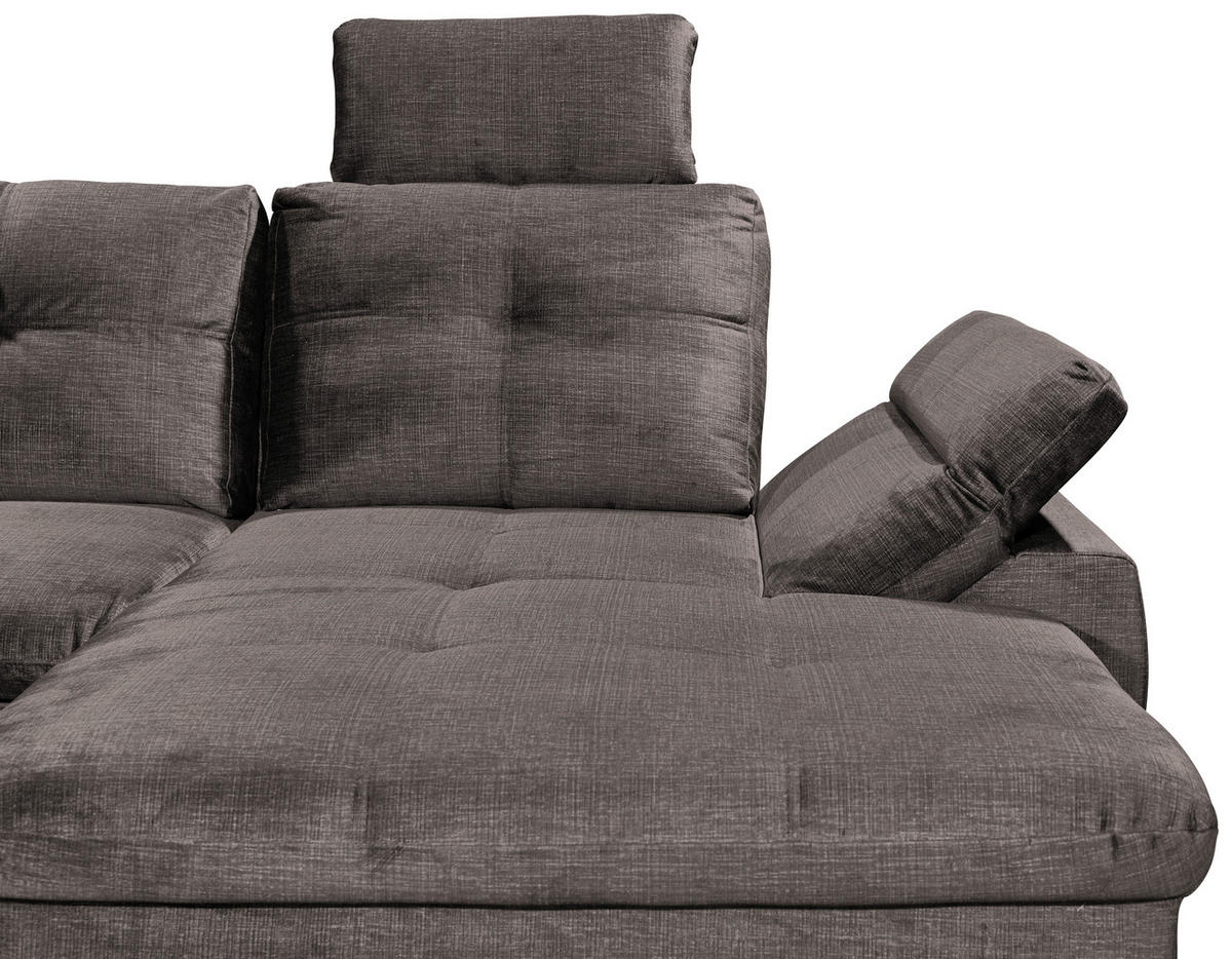 WOHNLANDSCHAFT in Mikrovelours Graubraun  - Graubraun/Schwarz, KONVENTIONELL, Kunststoff/Textil (217/334/127cm) - Carryhome