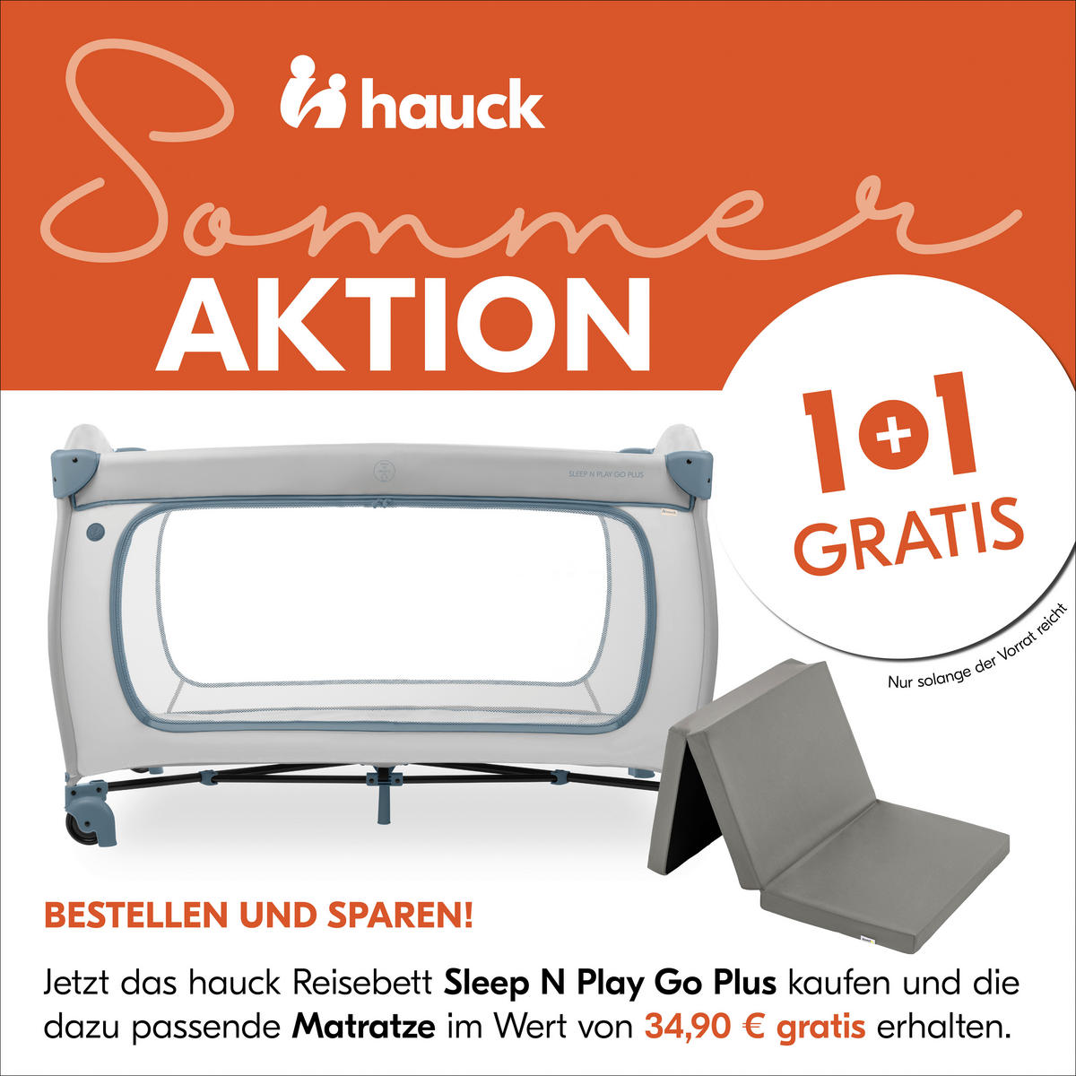 REISEBETT Sleep N Go Plus inkl. Sleeper Matratze Beige, Pastellblau  - Pastellblau/Beige, Basics, Kunststoff/Textil (69/82/125cm) - Hauck