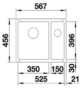SPÜLE 106210  - Schwarz, Basics, Keramik (56,7/45,6/18,5+13cm) - HKT