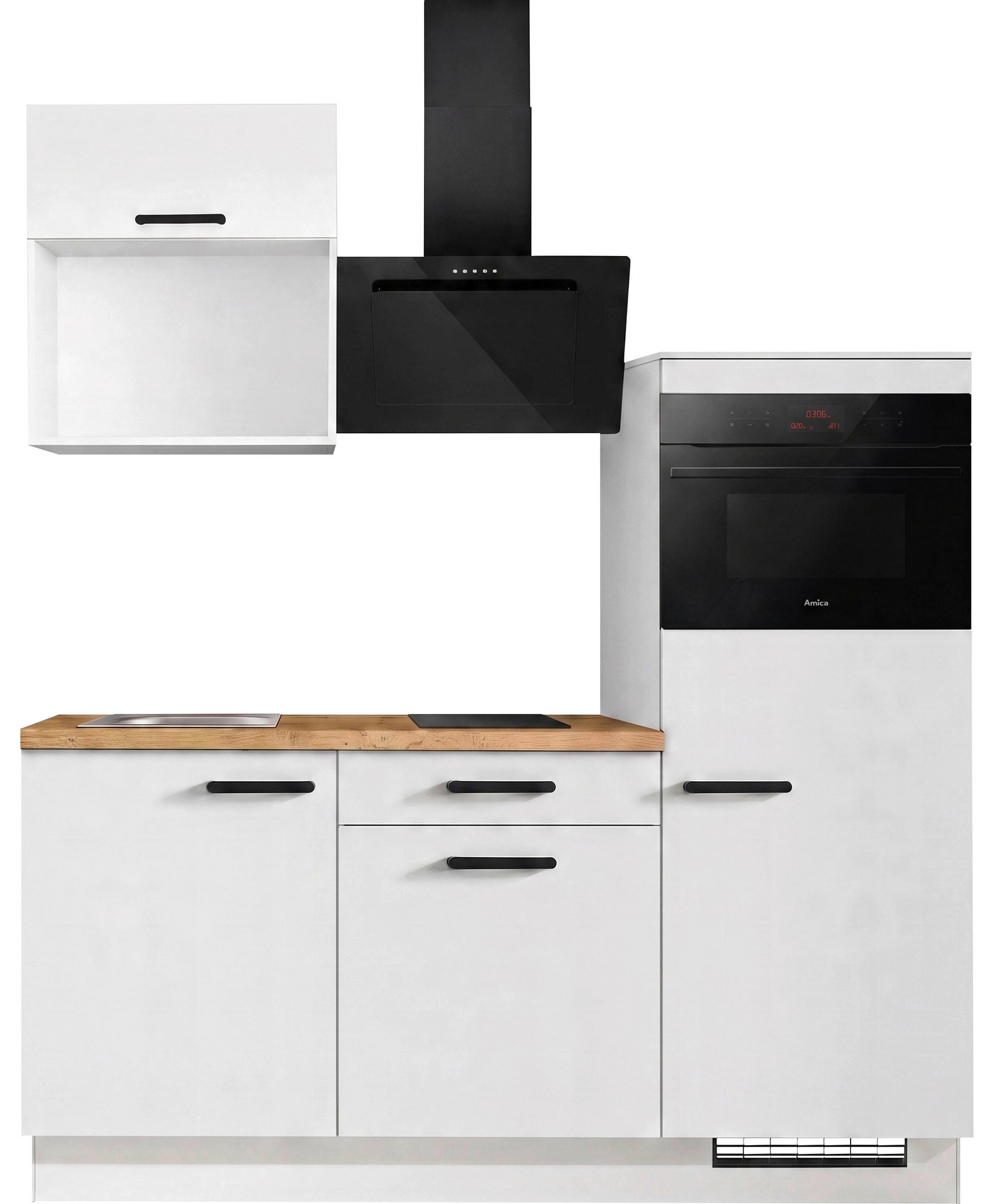 KÜCHENLEERBLOCK IP1200 180 cm  in Weiß, Eichefarben  - Eichefarben/Schwarz, Basics, Holzwerkstoff/Metall (180cm) - Impuls