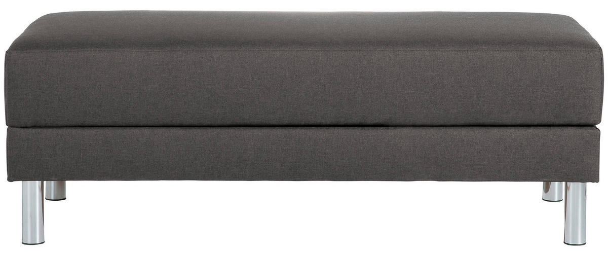 ECKSCHLAFSOFA inkl. Hocker in Anthrazit Textil   - Chromfarben/Anthrazit, Konventionell, Textil/Metall (152/230cm) - Max Winzer