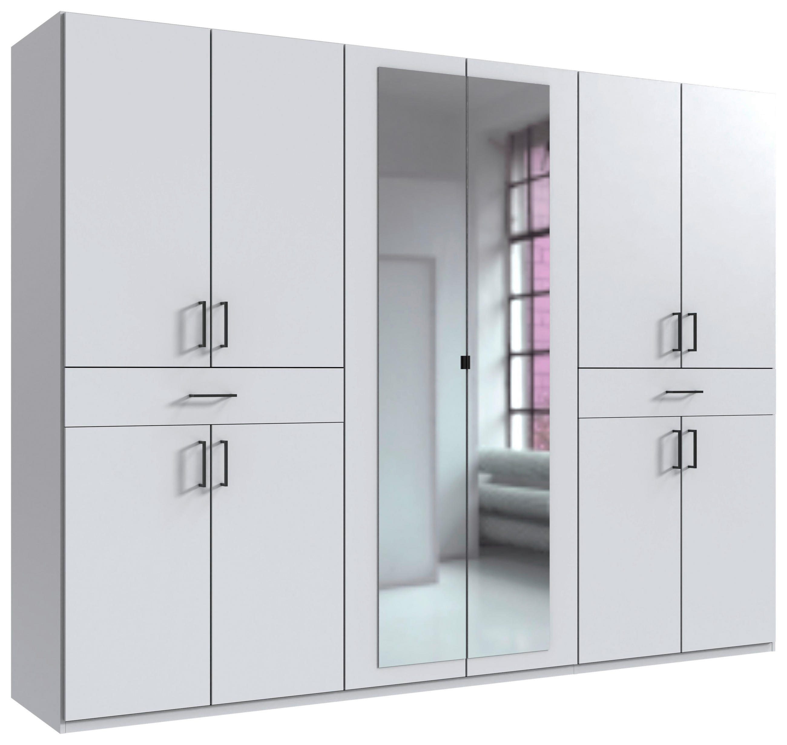 DREHTÜRENSCHRANK 270/208/58 cm 10-türig Weiß  - Schwarz/Weiß, KONVENTIONELL, Glas/Holzwerkstoff (270/208/58cm) - Boxxx