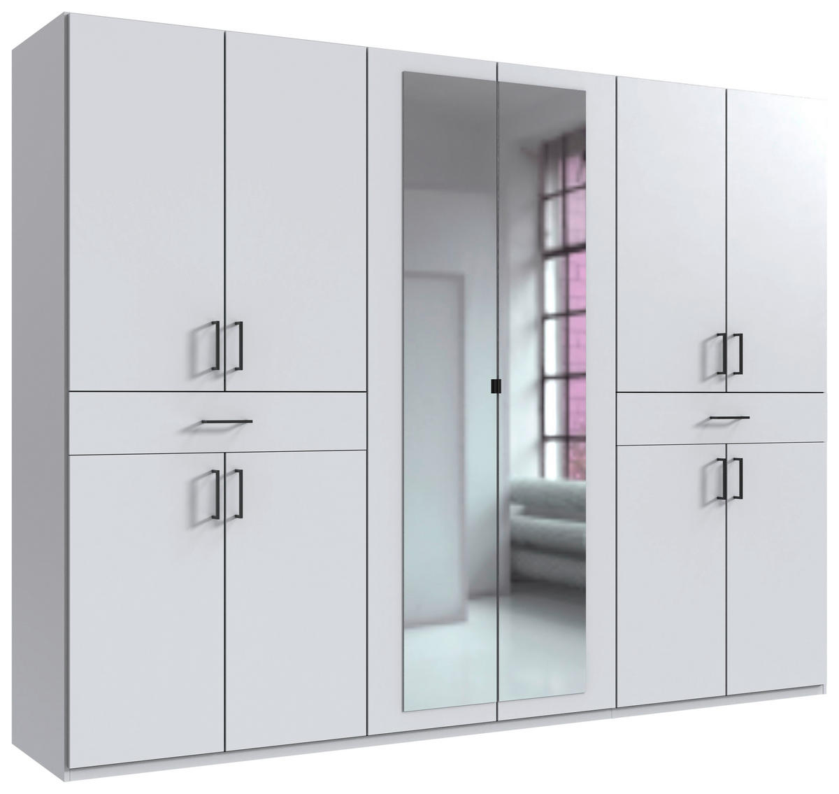 DREHTÜRENSCHRANK 270/208/58 cm 10-türig Weiß  - Schwarz/Weiß, KONVENTIONELL, Glas/Holzwerkstoff (270/208/58cm) - Boxxx