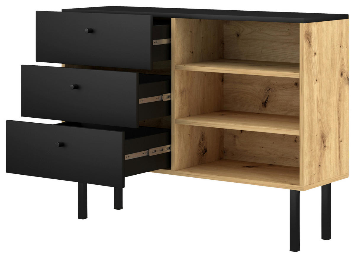 SIDEBOARD  in 100/75/41,6 cm  - Schwarz/Eiche Artisan, Design, Holzwerkstoff/Kunststoff (100/75/41,6cm) - MID.YOU