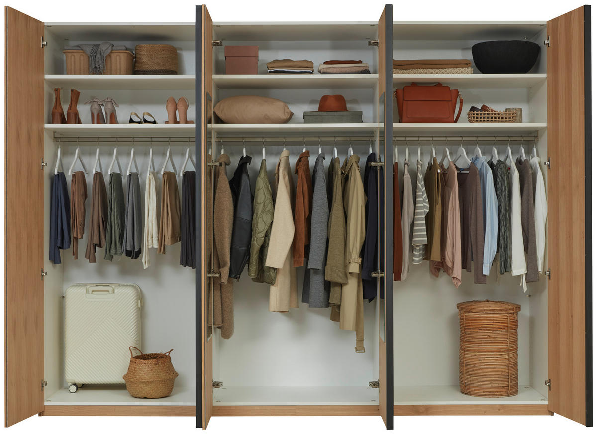 DREHTÜRENSCHRANK 299,2/229,4/59,5 cm 6-türig Eichefarben  - Eichefarben/Anthrazit, KONVENTIONELL, Holz/Holzwerkstoff (299,2/229,4/59,5cm) - Dieter Knoll