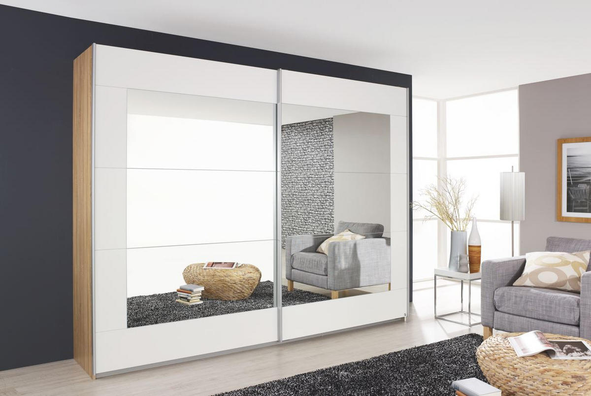 DULAP CU UȘI CULISANTE in  - alb/culoare lemn stejar, Modern, metal/material pe bază de lemn (226/210/62cm) - Hom`in