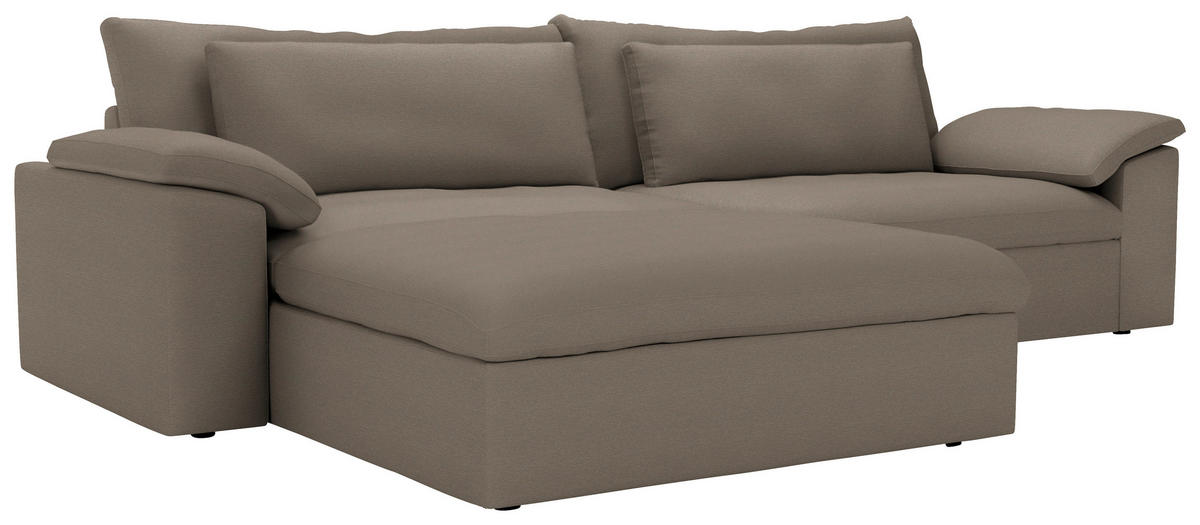 ECKSOFA  Chenille Graubraun  - Graubraun/Schwarz, Modern, Kunststoff/Textil (198/306cm) - Carryhome