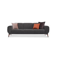 SOFA in Leinenoptik Dunkelgrau, Anthrazit  - Dunkelgrau/Anthrazit, Design, Holz/Textil (242/82/86cm) - Livetastic