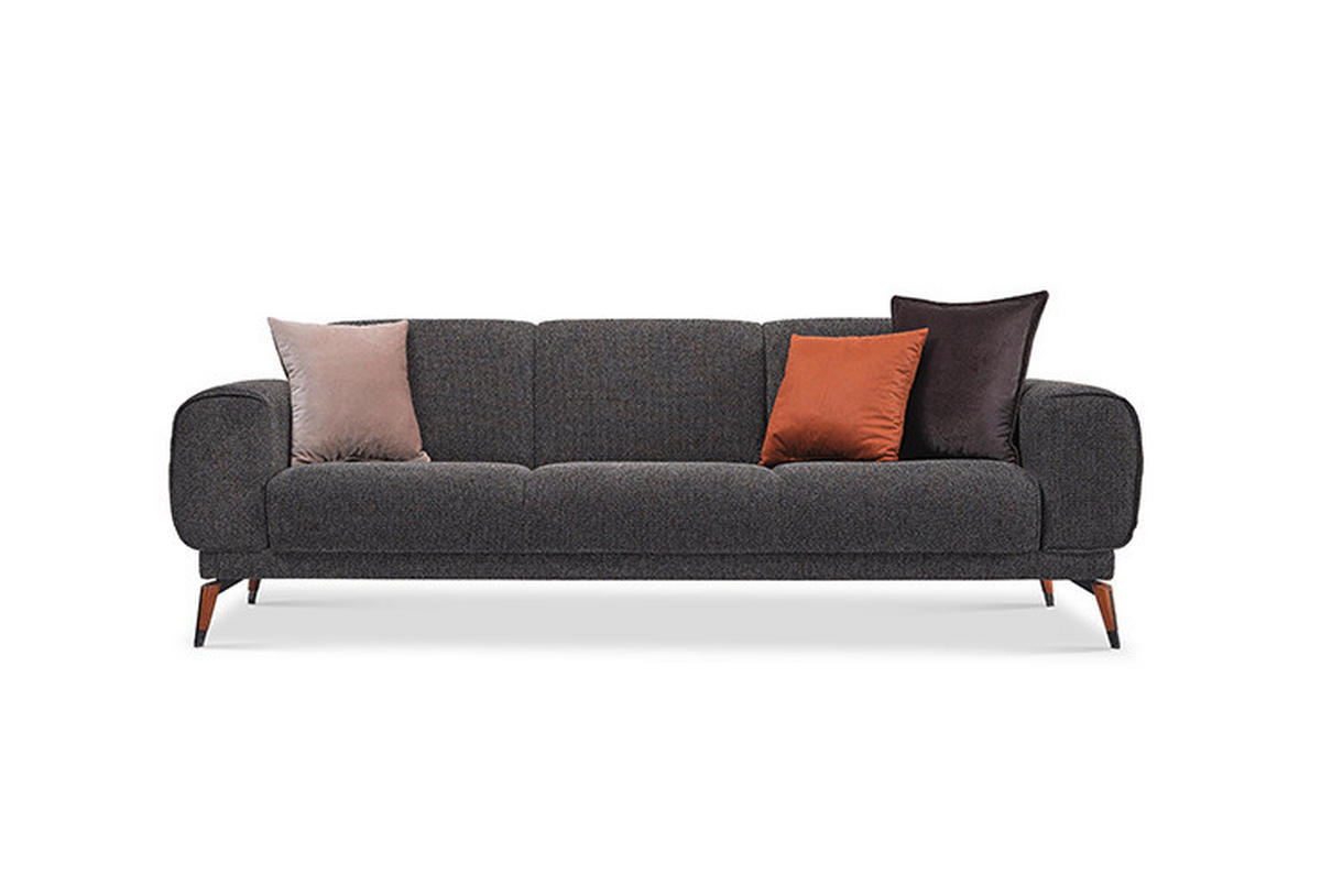 SOFA in Leinenoptik Dunkelgrau, Anthrazit  - Dunkelgrau/Anthrazit, Design, Holz/Textil (242/82/86cm) - Livetastic
