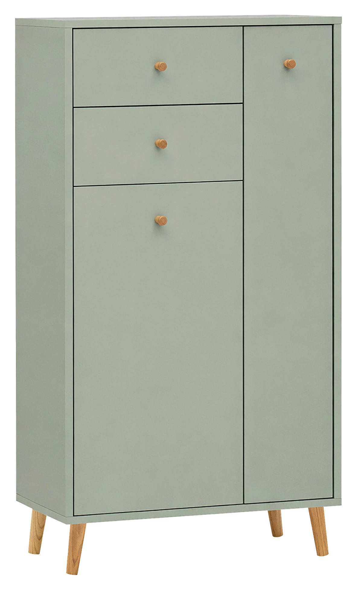 HIGHBOARD , 60,2/103,4/33,05 cm, 2 Schublade(n)  - Weiß/Grün, Design, Holz/Holzwerkstoff (60,2/103,4/33,05cm) - MID.YOU