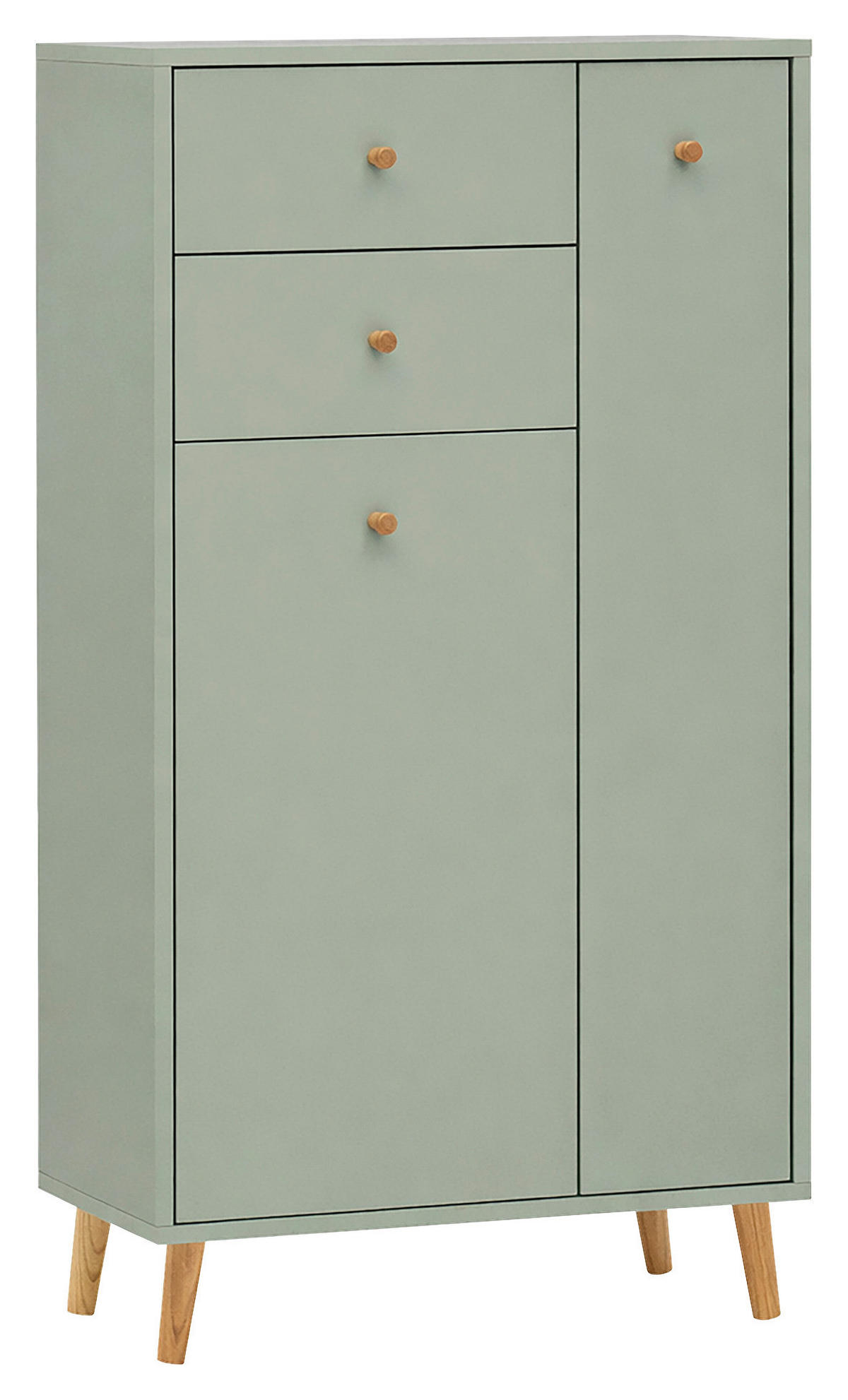 HIGHBOARD , 60,2/103,4/33,05 cm, 2 Schublade(n)  - Weiß/Grün, Design, Holz/Holzwerkstoff (60,2/103,4/33,05cm) - MID.YOU