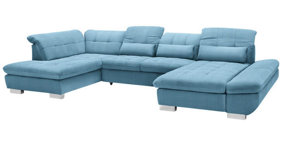 WOHNLANDSCHAFT  in Mikrofaser Pastellblau  - Chromfarben/Pastellblau, Design, Kunststoff/Textil (211/350/204cm) - Xora