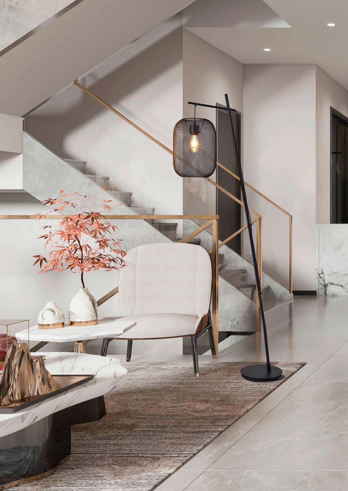 STEHLEUCHTE 63,5/30/194 cm    - Schwarz, Design, Metall (63,5/30/194cm) - Eglo