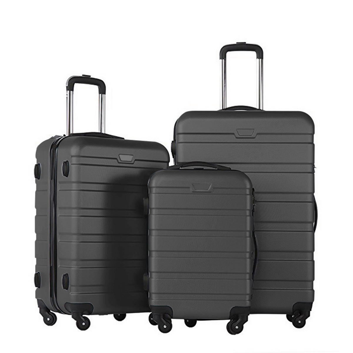 REISEKOFFERSET Dunkelgrau 3-teilig  - Dunkelgrau, Basics, Kunststoff/Metall - Novel