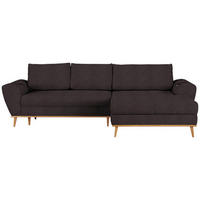 ECKSOFA in Webstoff Dunkelbraun  - Eichefarben/Dunkelbraun, Design, Holz/Textil (282/175cm) - Carryhome