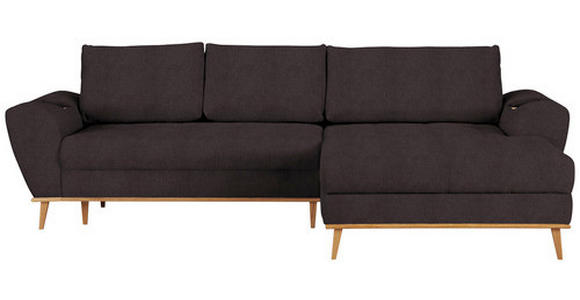 ECKSOFA in Webstoff Dunkelbraun  - Eichefarben/Dunkelbraun, Design, Holz/Textil (282/175cm) - Carryhome