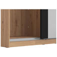 SCHWEBETÜRENSCHRANK 2-türig Schwarz, Eichefarben - Eichefarben/Schwarz, Basics, Glas/Holzwerkstoff (179/210/62,5cm) - Xora