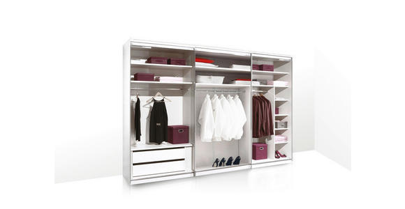 SCHWEBETÜRENSCHRANK 280/222/68 cm 3-türig Weiß, Weiß Hochglanz - Weiß Hochglanz/Alufarben, MODERN, Holzwerkstoff/Metall (280/222/68cm) - Moderano
