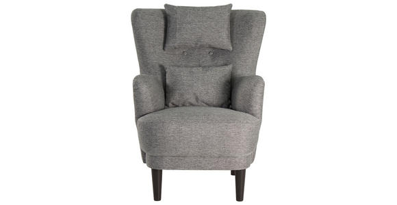 OHRENSESSEL in Flachgewebe Grau - Schwarz/Grau, Design, Holz/Textil (81/106/90cm) - Carryhome