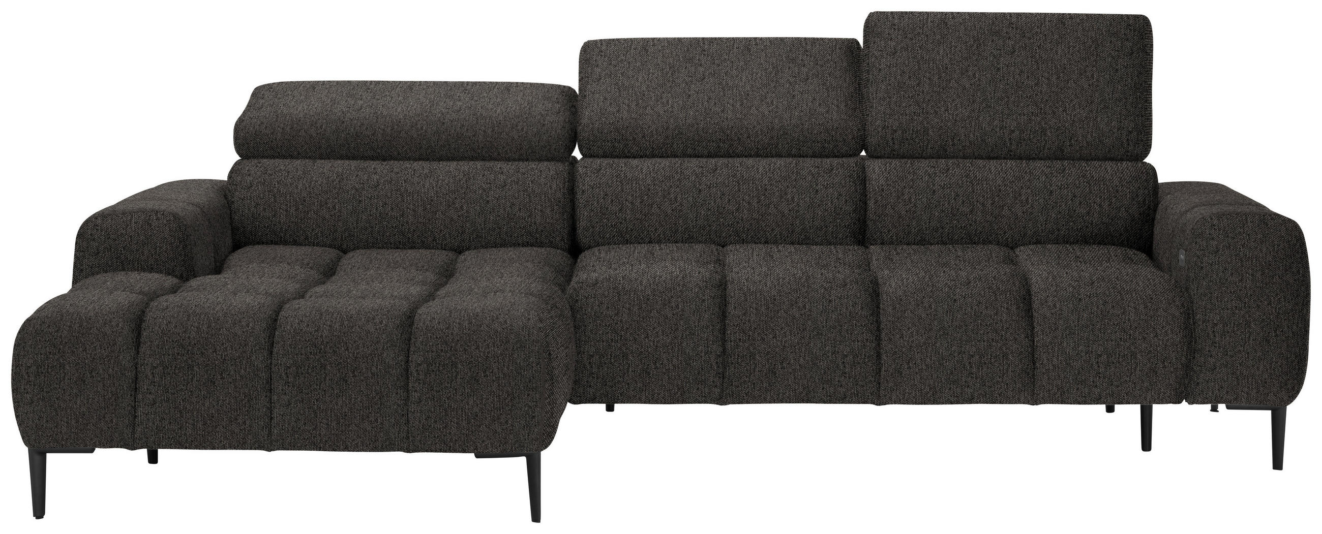 ECKSOFA in Webstoff Graubraun  - Graubraun/Schwarz, Design, Textil/Metall (177/270cm) - Welnova