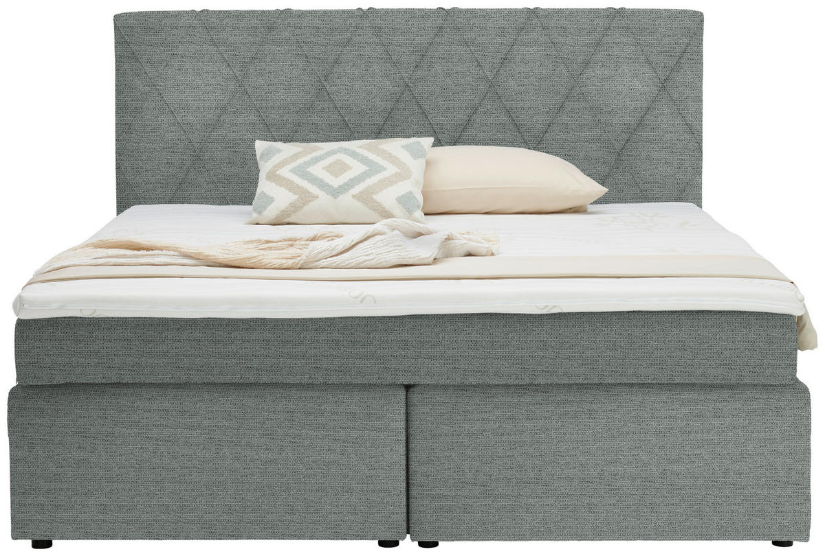BOXSPRINGBETT 160/200 cm  in Hellgrau  - Hellgrau/Schwarz, Design, Holzwerkstoff/Kunststoff (160/200cm) - Xora