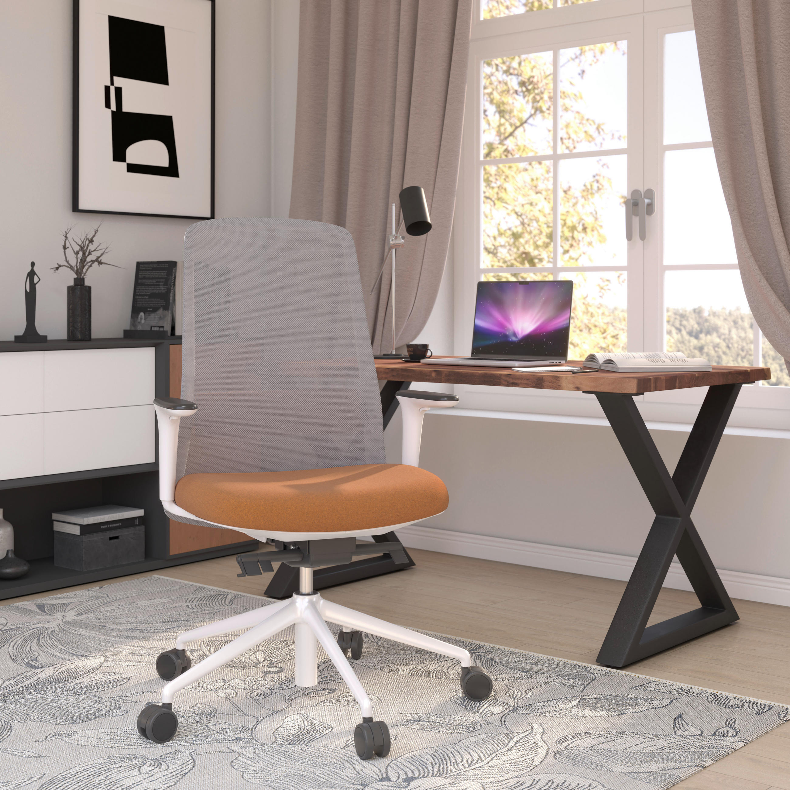 DREHSTUHL Grau, Orange, Weiß  - Orange/Weiß, MODERN, Kunststoff/Textil (70/103-115/70cm)