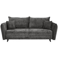 SCHLAFSOFA Chenille Grau  inkl. Zierkissen, Rückenkissen, Bettkasten  - Schwarz/Grau, KONVENTIONELL, Holz/Textil (238/99/108cm) - Carryhome