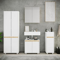 BADEZIMMER 4-teilig  in 154 cm  - Honigeiche/Silberfarben, Trend, Holzwerkstoff/Kunststoff (154cm) - MID.YOU