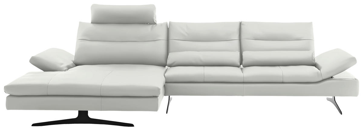 ECKSOFA in Echtleder Creme  - Creme/Schwarz, Modern, Leder/Metall (158/342cm) - Chilliano