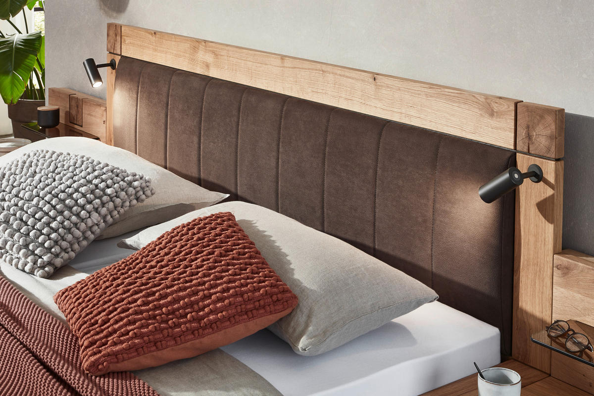 BETTANLAGE 180/200 cm  Eichefarben, Dunkelbraun   - Eichefarben/Dunkelbraun, Natur, Holz/Metall (180/200cm) - Valnatura