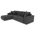 ECKSOFA Dunkelgrau Velours  - Chromfarben/Dunkelgrau, KONVENTIONELL, Kunststoff/Textil (195/293cm) - Carryhome