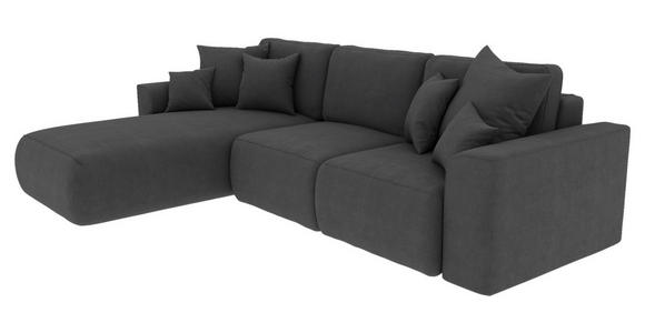 ECKSOFA in Velours Dunkelgrau  - Chromfarben/Dunkelgrau, KONVENTIONELL, Kunststoff/Textil (195/293cm) - Carryhome