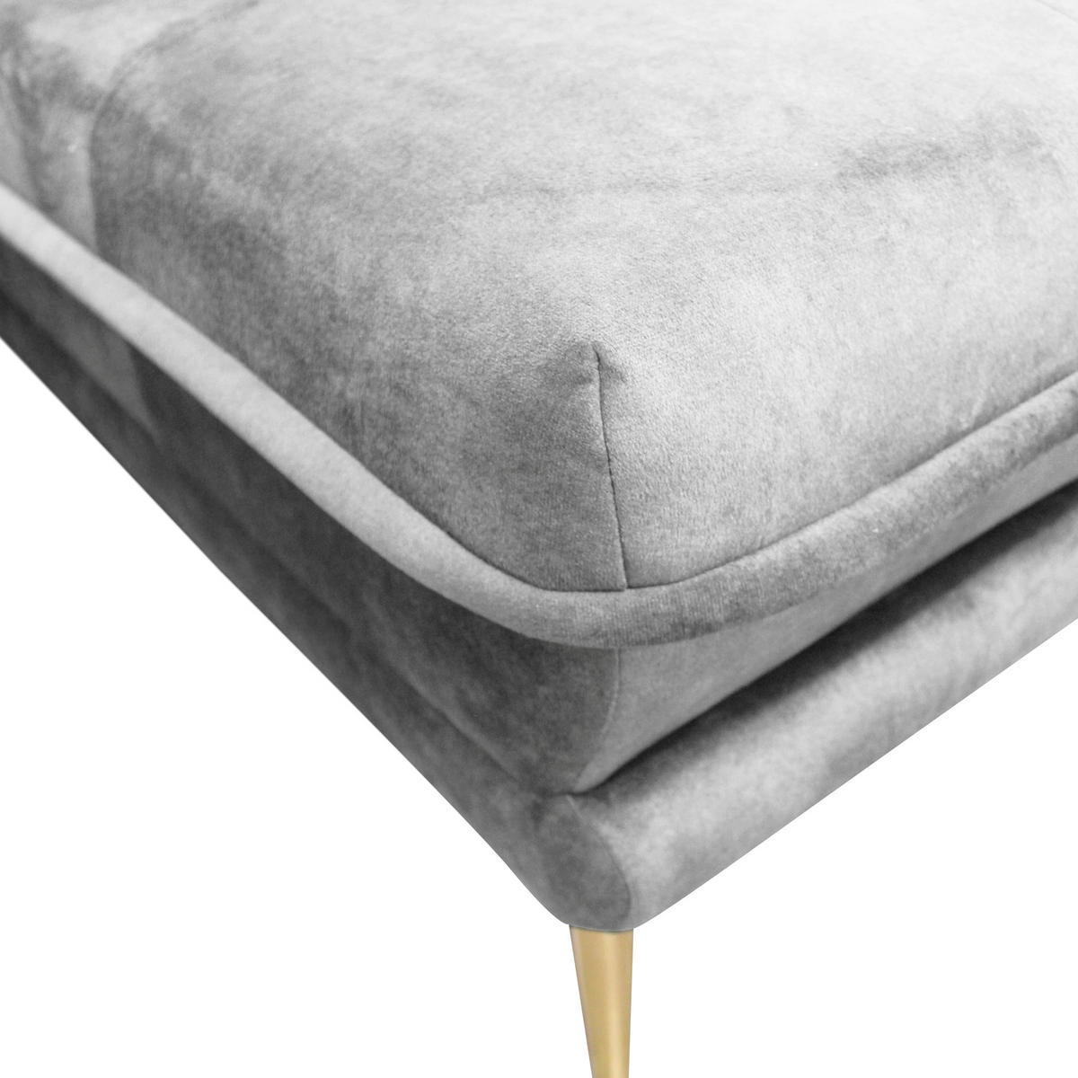 ECKSOFA in Velours Grau  264/196 cm  - Goldfarben/Grau, Design, Textil/Metall (264/196cm) - MID.YOU