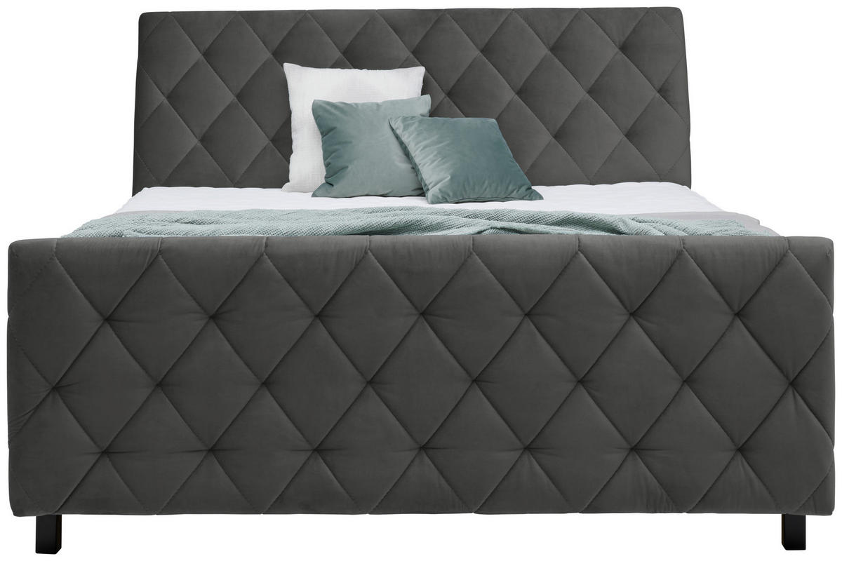KONTINENTALSÄNG 180/200 cm  i grå  - svart/grå, Klassisk, trä/textil (180/200cm) - Carryhome