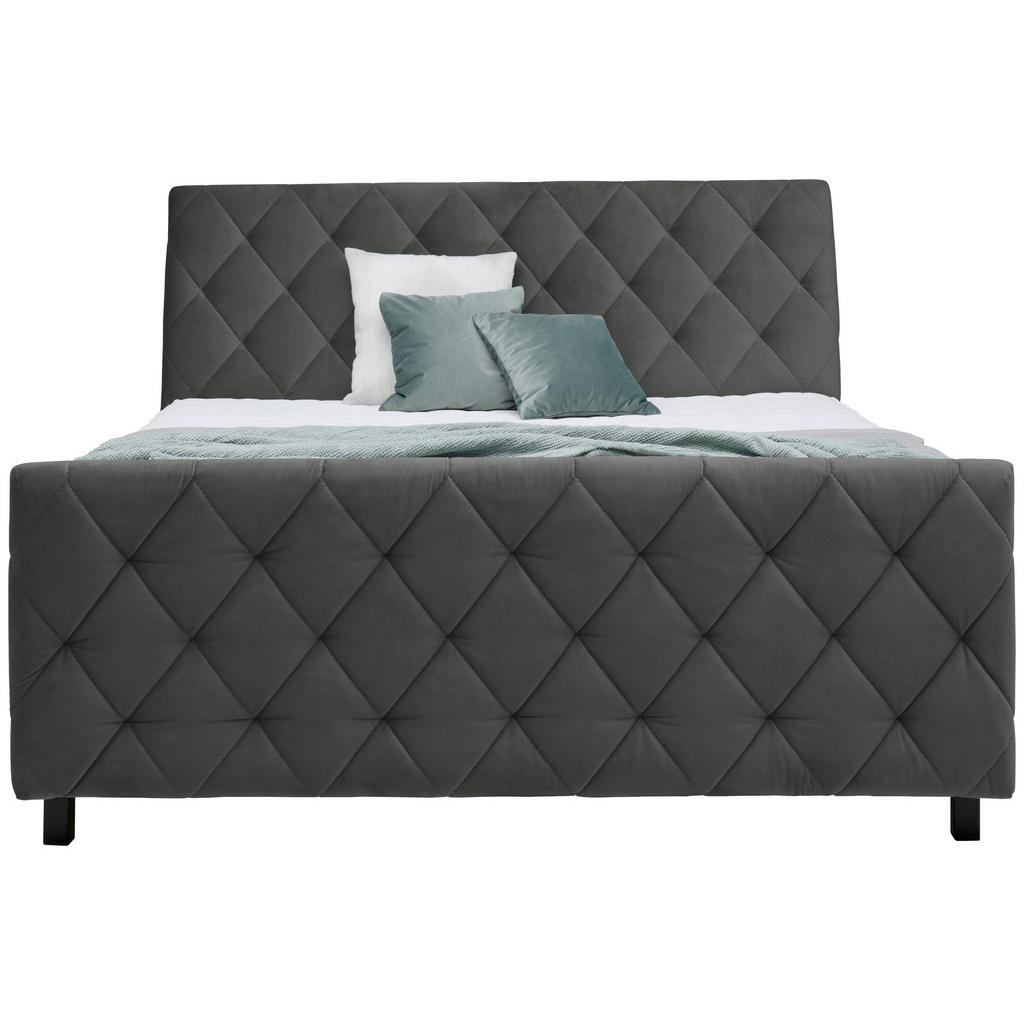 Thumbnail - Ti'me Boxspringbett, Grau, Textil, Esche, massiv, H2, Höhe ca. 18 cm, 180x200 cm, Topper durchgehend, in verschiedenen G...