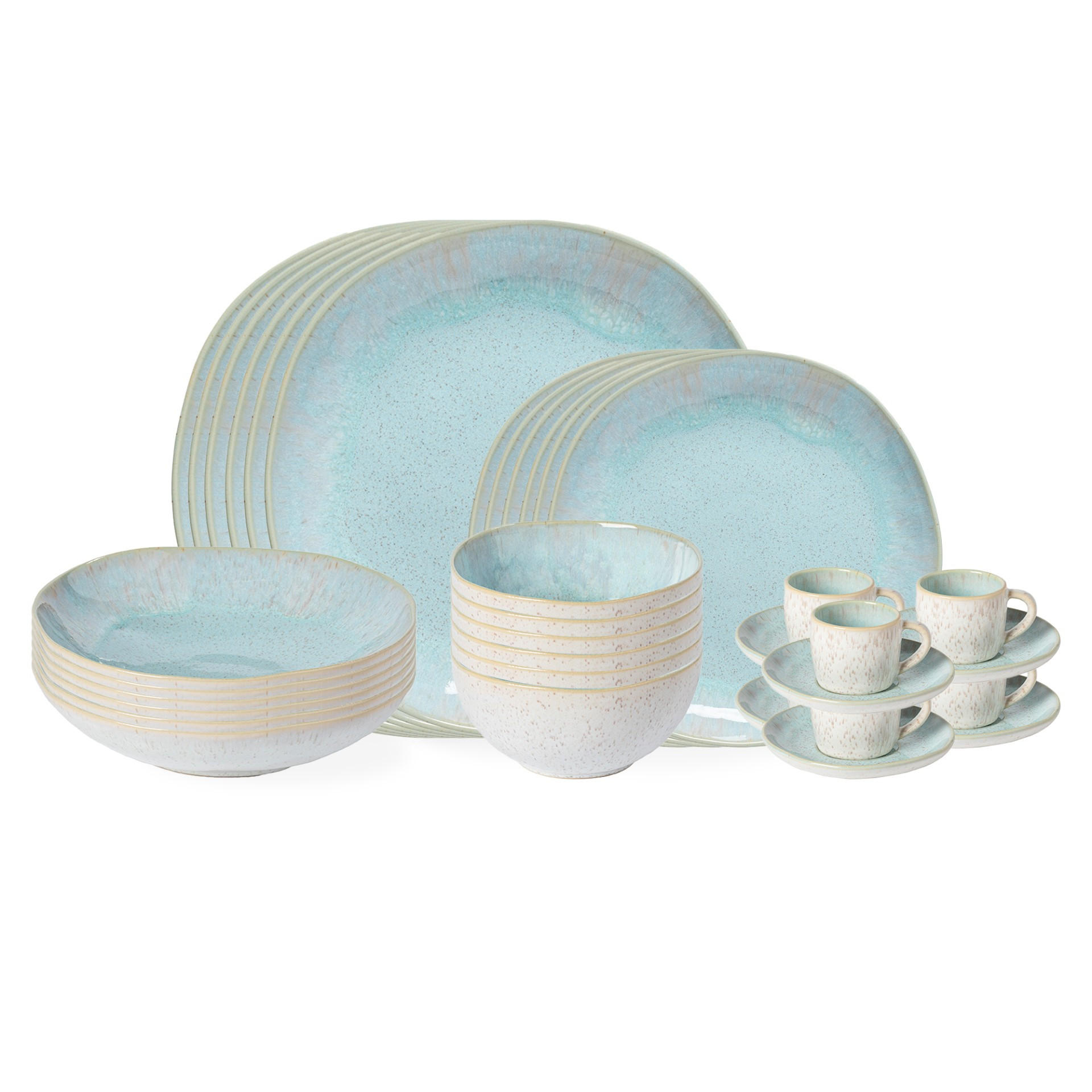 KOMBISERVICE Creme, Pastellblau EIVISSA 30-teilig 6 Personen  - Pastellblau/Creme, Basics, Keramik - Costa Nova