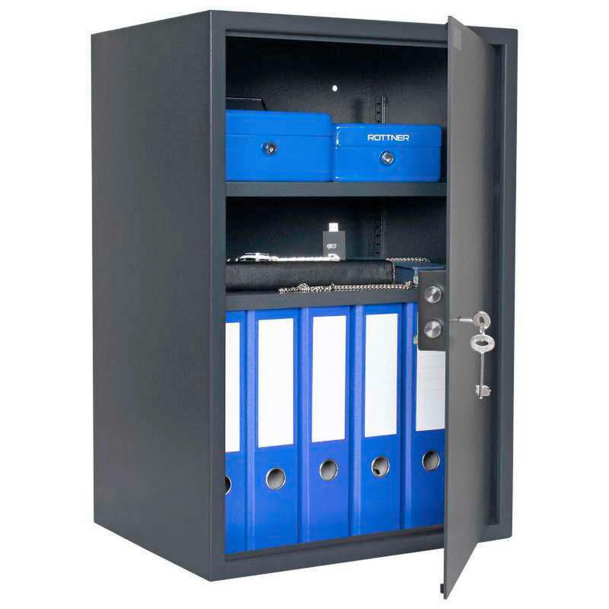 TRESOR - Anthrazit, KONVENTIONELL, Metall (45/67/36cm) - ROTTNER