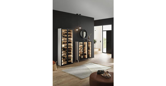SCHUHSCHRANK  in 80/200/34 cm  - Kaschmir/Schwarz, Design, Glas/Holzwerkstoff (80/200/34cm) - Voleo