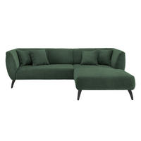 ECKSOFA 264/160 cm  in Cord Dunkelgrün Zierkissen  264/160 cm  - Dunkelgrün/Schwarz, MODERN, Holz/Textil (264/160cm) - MID.YOU