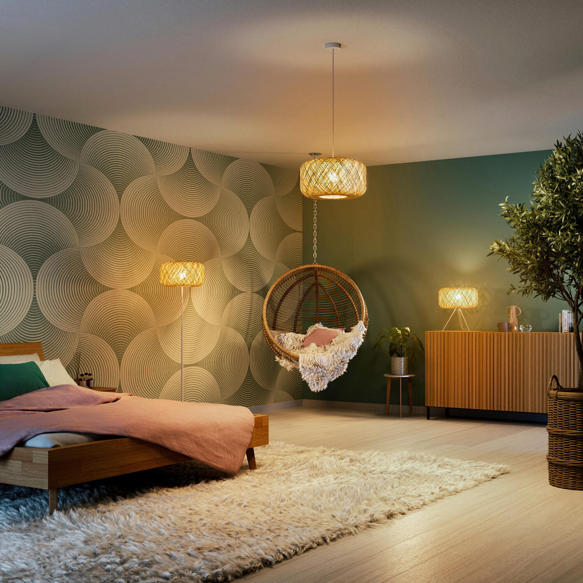 STEHLEUCHTE 40/164 cm    - Beige, Natur, Papier/Metall (40/164cm) - Osram