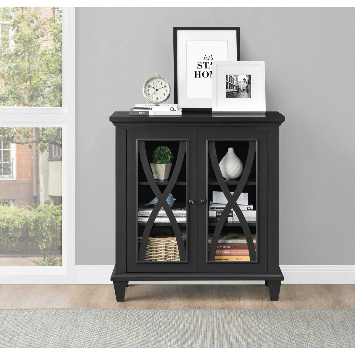 KOMMODE Ellington  in 79/85/37 cm  - Schwarz, Design, Glas/Holzwerkstoff (79/85/37cm) - MID.YOU