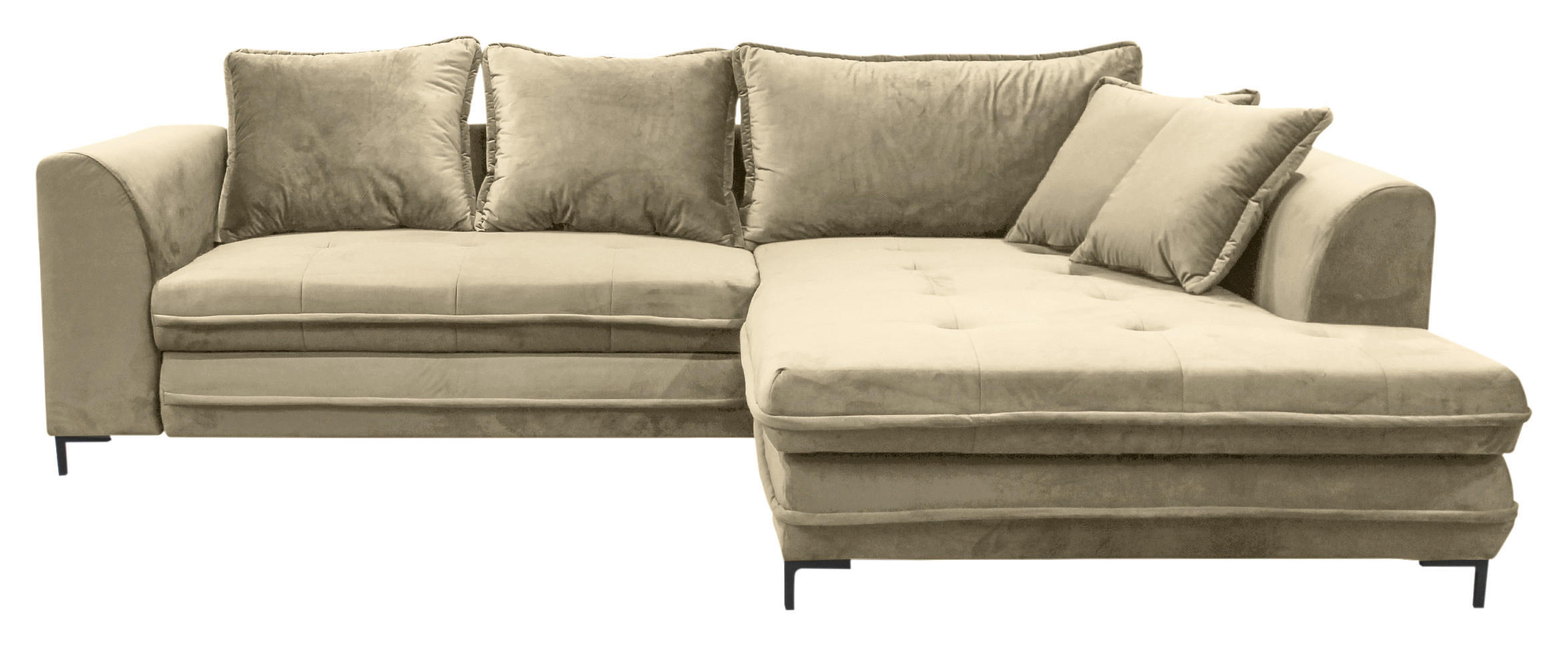 ECKSCHLAFSOFA in Velours Beige  - Beige/Schwarz, Design, Textil/Metall (277/187cm) - Livetastic