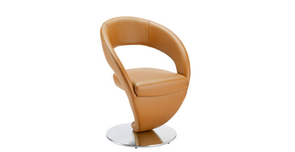 STUHL  Lederauswahl, Stoffauswahl, Typenauswahl  Echtleder  - Edelstahlfarben/Braun, Design, Leder/Metall (62/86/61cm) - Moderano