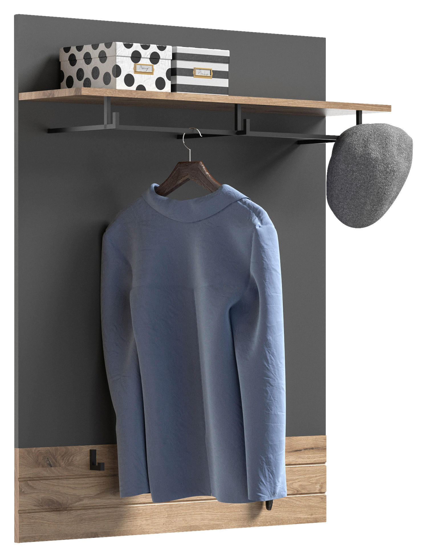 GARDEROBENPANEEL  in 90/117/25 cm  - Eichefarben/Grau, MODERN, Holzwerkstoff (90/117/25cm) - MID.YOU