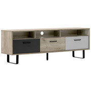 KOMODA - NISKA 160,3/53/35 cm antracit, bijela, boje hrasta, svijetlo siva - bijela/boje hrasta, Moderno, drvni materijal/metal (160,3/53/35cm) - Carryhome