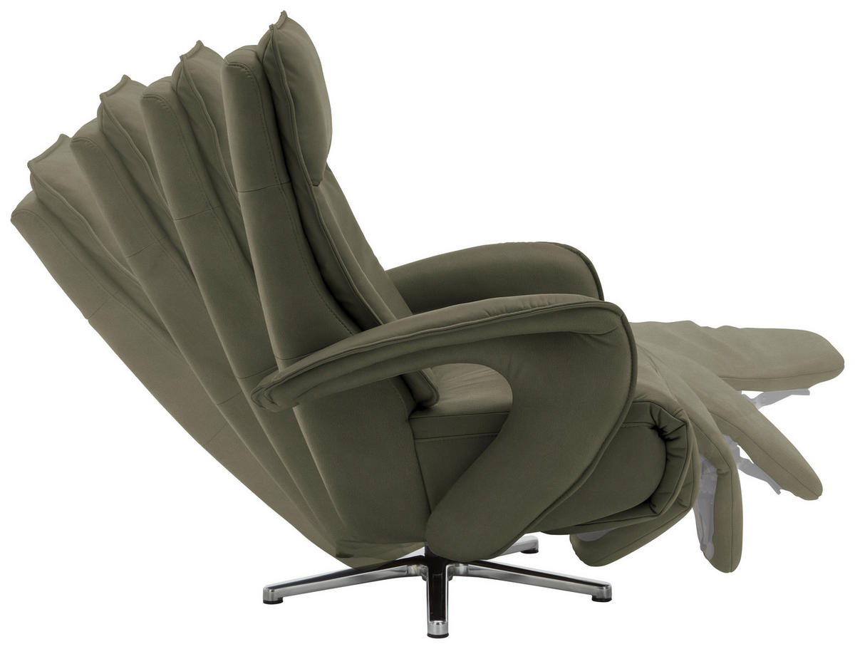 RELAXSESSEL in Leder Grün  - Chromfarben/Grün, Design, Leder/Metall (77/110/87cm) - Valdera