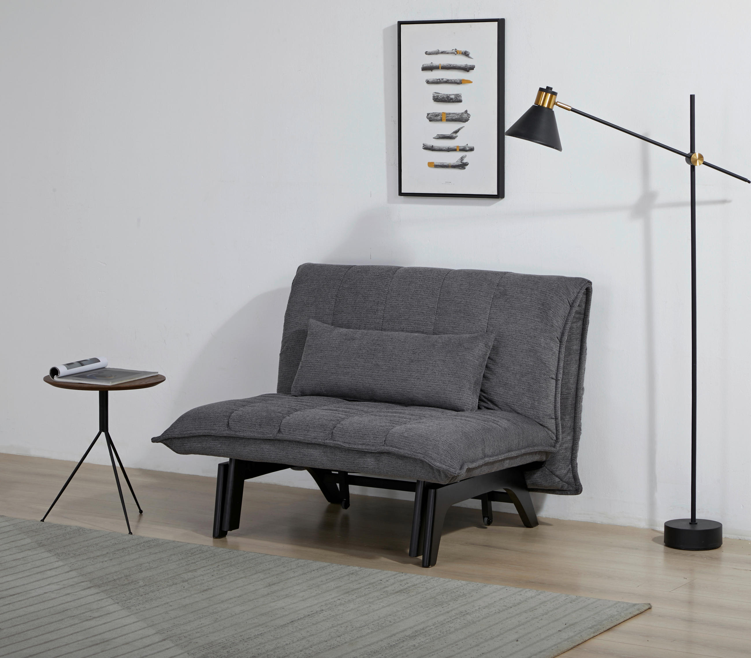 SCHLAFSESSEL Cord Grau    - Schwarz/Grau, Design, Holz/Textil (108/82/102cm) - Stylife
