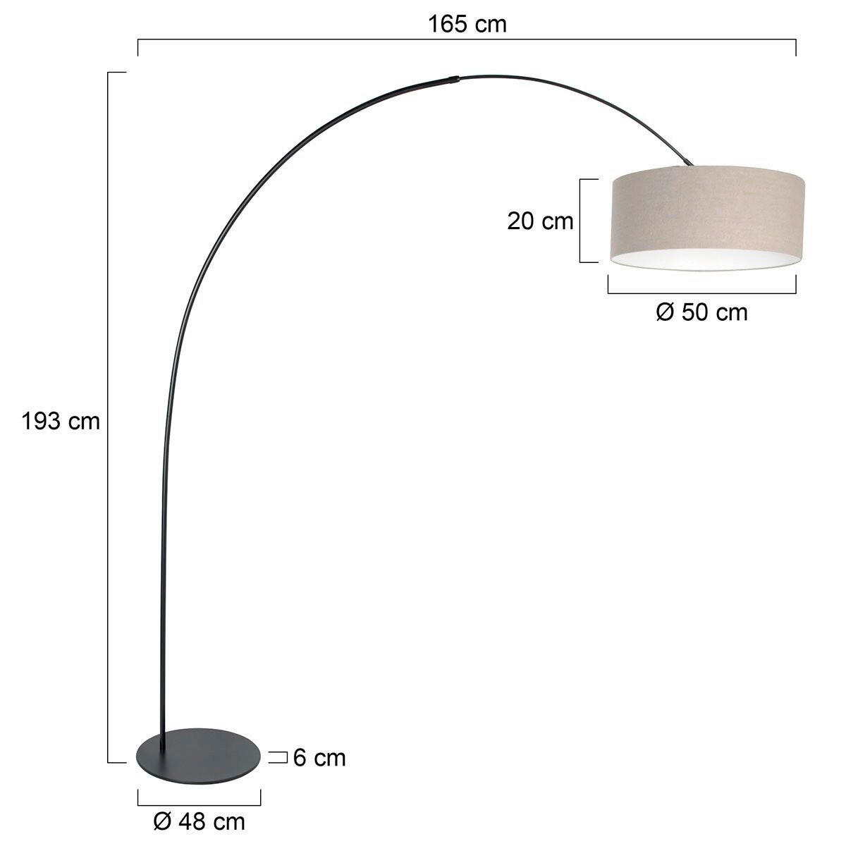 STEHLEUCHTE - Schwarz/Grau, Trend, Textil/Metall (50/240/230cm)
